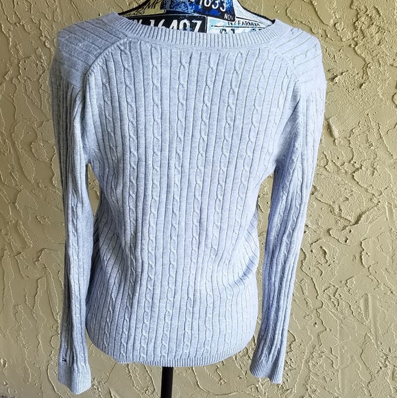 Tommy Hilfiger Medium Cable Knit Sweater Gray - Picture 2 of 5